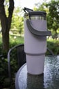 Steel vacuum thermos drink outdoor