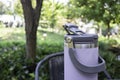 Steel vacuum thermos drink outdoor