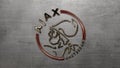 Steel version of the Ajax Amsterdam football club logo - 4k high res background