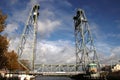 Steel vertical bridge over river Gouwe at Waddinxveen in the Netherlands.