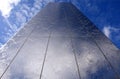 Steel water feature perspective in Cardiff Bay.