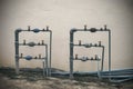 Steel water pipes with water meters with twisted water valves