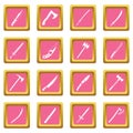 Steel weapon symbols icons pink