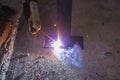 Steel welding close up