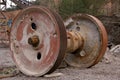 Steel wheel on the pulley Royalty Free Stock Photo