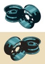 Steel wheels illustrations