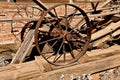 Steel wheels of an old wagon