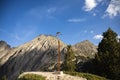 Steel Wind Direction Indicator with arrow in the mountains Royalty Free Stock Photo