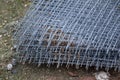 Steel wire net on the ground Royalty Free Stock Photo