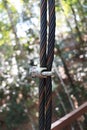 Steel Wire Rope Sling Clip on green nature Royalty Free Stock Photo