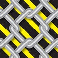 Steel wire weave, danger signs, background Royalty Free Stock Photo