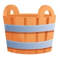 Steel wood bucket icon, cartoon style