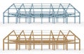 Steel and wooden beam building scheme