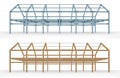 Steel and wooden beam framework building scheme