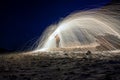 A steel wool on fire at night Photography at Saudi Arabia Desert Royalty Free Stock Photo