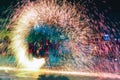 Steel Wool Fire Spinner at pyrotechnic show