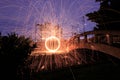 Steel wool fire Royalty Free Stock Photo