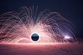 Steel wool photo, a Mysterious portal of sparks in the winter night,