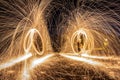 Steel wool photograph at night, long exposure photography workshop Royalty Free Stock Photo