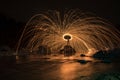 Steel wool photography in the river, haldwani uttarakhand india Royalty Free Stock Photo