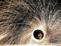 Steel wool show, girl, fireworks, fire, circle