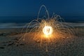 Steel Wool Sparks on the Beach Royalty Free Stock Photo