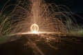 Steel Wool Sparks in the Street Royalty Free Stock Photo