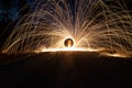 Steel wool spinning in the middle of the road