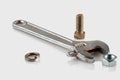 Steel wrench , bolt and nut Royalty Free Stock Photo