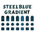 Steelblue gradient text above rows of steelblue gradient shapes on a white background surface Royalty Free Stock Photo