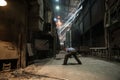 Steelworker at work near the arc furnace Royalty Free Stock Photo