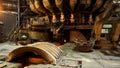 Steelworkers standing near a blast furnace with sparks at the metallurgical plant, heavy industry concept. Stock footage Royalty Free Stock Photo