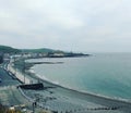 Steely blue coastline