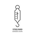 Steelyard line icon. Scales vector symbol. Editable stroke Royalty Free Stock Photo
