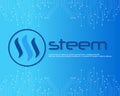 Steem blockchain on blue background