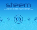Steem blockchain on blue background