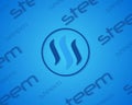 Steem blockchain on blue background