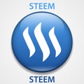 Steem Coin cryptocurrency blockchain icon. Virtual electronic, internet money or cryptocoin symbol, logo