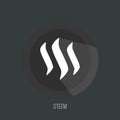 Steem Coin Cryptocurrency Sign. Digital cryptocurrency. Vector illustration isolated on dark background.