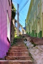 Steep alleyway in valparaiso