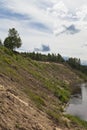 Steep bank of the river Vaga near the village Undercity Royalty Free Stock Photo