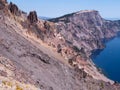 Steep cliff and the blue Crater Lake Oregon