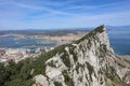 The steep cliff on the east side of the Rock of Gibraltar, looking out over the Mediterranean