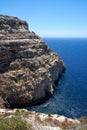 Steep cliff over Mediterranean sea on south part of Malta island Royalty Free Stock Photo