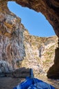 Steep cliff over Mediterranean sea on south part of Malta island Royalty Free Stock Photo