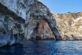 Steep cliff over Mediterranean sea on south part of Malta island Royalty Free Stock Photo