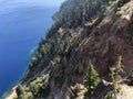 Steep Cliffs and Blue Water Crater Lake Royalty Free Stock Photo