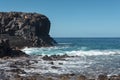 Steep cliffs and rough volcanic coast at the Natural Reserve of Malpais de la Rasca, Tenerife, Canary Islands, Spain Royalty Free Stock Photo