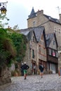 Steep climb along Jerzual Street, Dinan, France