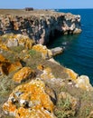 Steep coast with karst caves and grottoes near the village of Tyulenovo, Bulgary